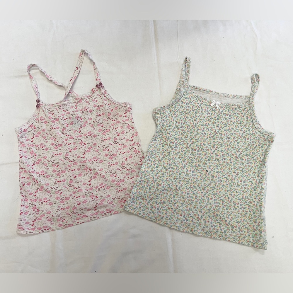Petit Bateau Pink and White Floral Tank Tops